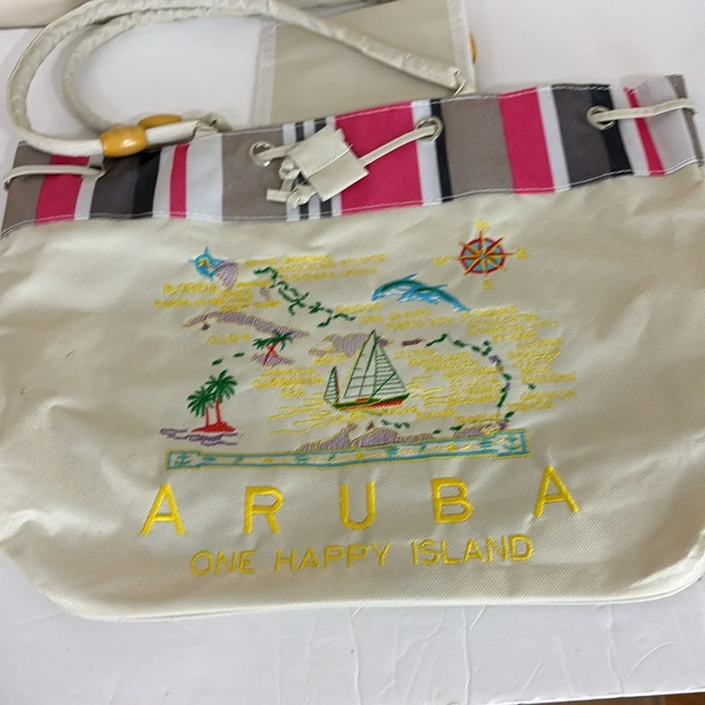 Aruba One Happy Island Beach Bag NWOT Map